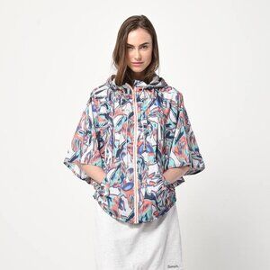 Bench Women's Hooded Poncho Jacket - Abstract Print Size M